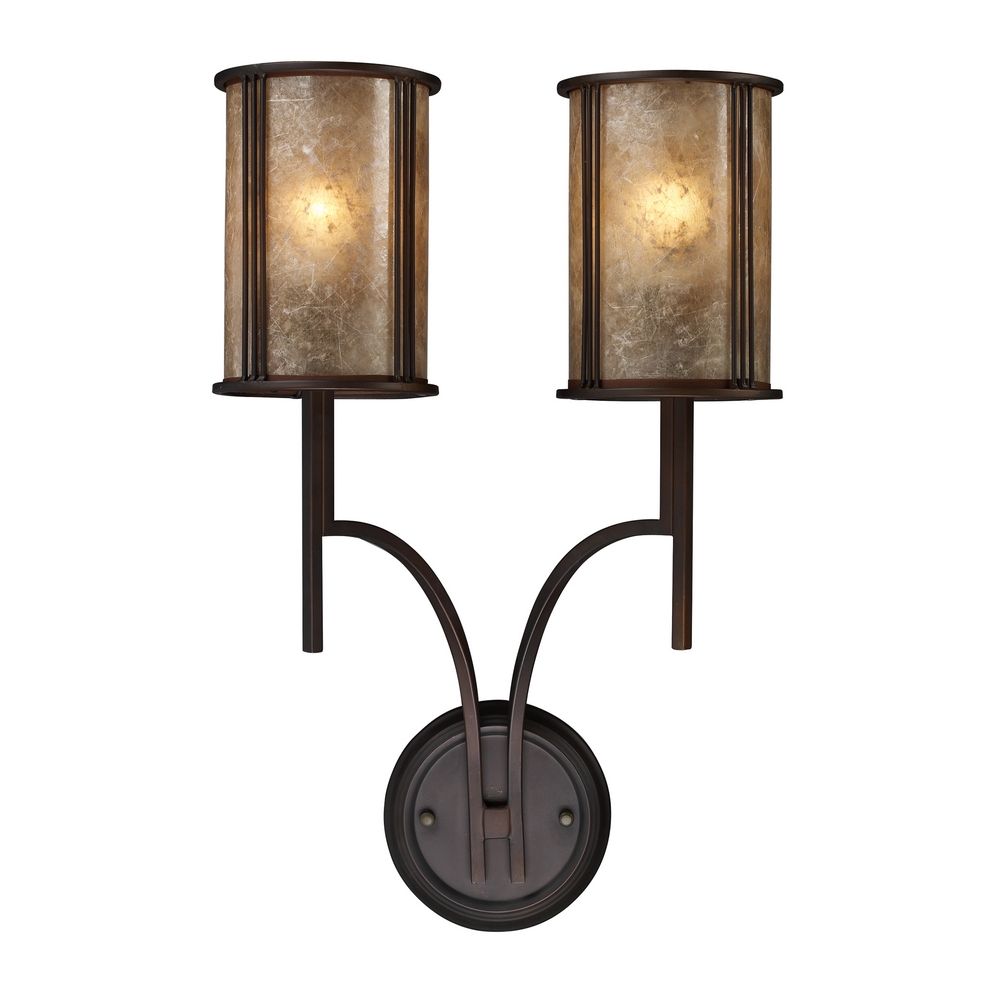 Sconce Wall Light with Brown Mica Shades in Aged Bronze Finish 15030/2 Destination Lighting