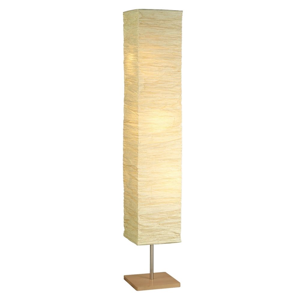 Modern Floor Lamp with Beige / Cream Paper Shades in Natural Finish