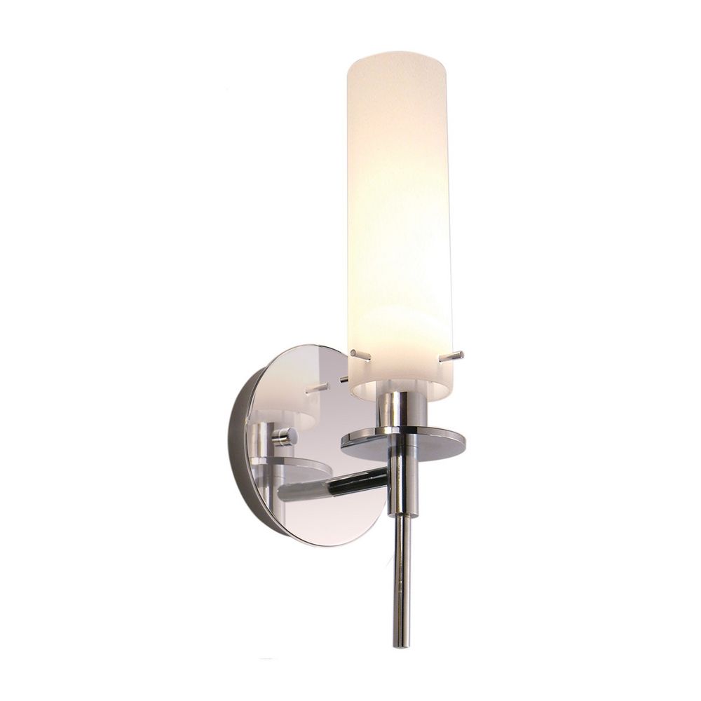 Modern Sconce Wall Light with White Glass in Polished Chrome Finish 3031.01 Destination Lighting