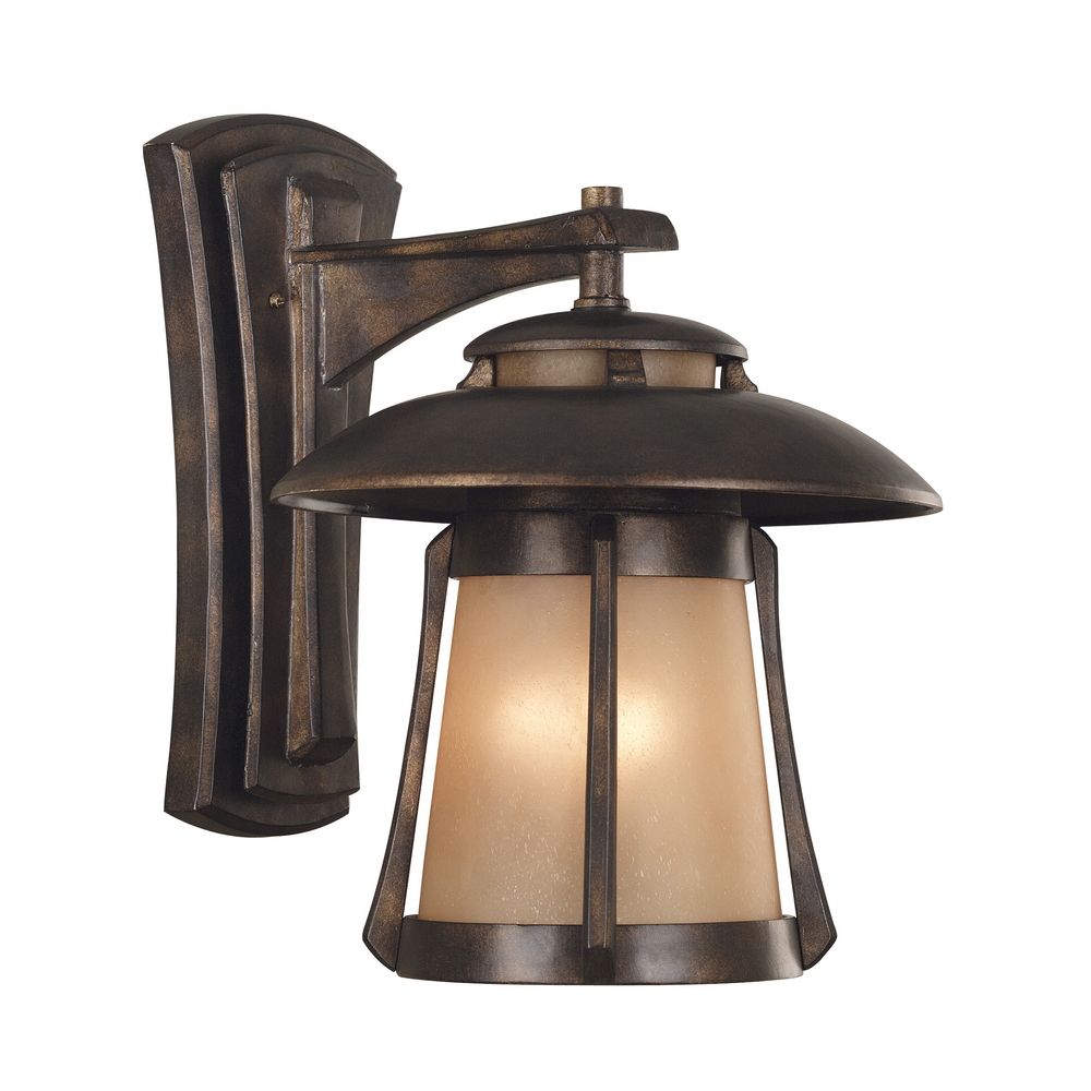 Outdoor Wall Light with Amber Glass in Golden Bronze Finish 03196 Destination Lighting