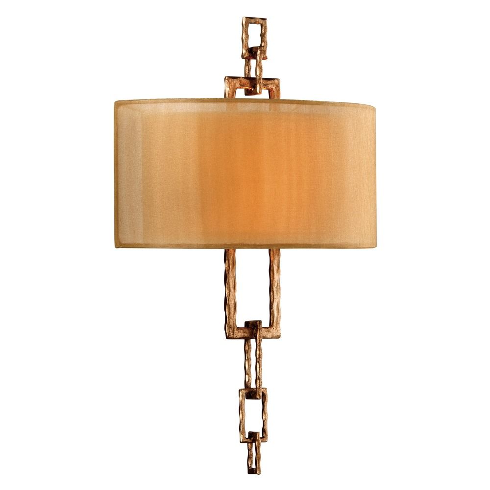 Sconce Wall Light with Beige / Cream Shades in Bronze Leaf Finish B2872 Destination Lighting