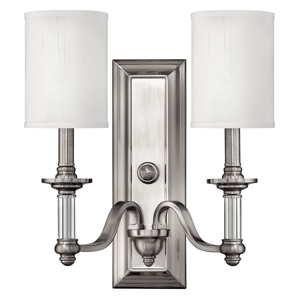Sconce Wall Light with Beige / Cream Shades in Brushed Nickel Finish 4792BN Destination Lighting