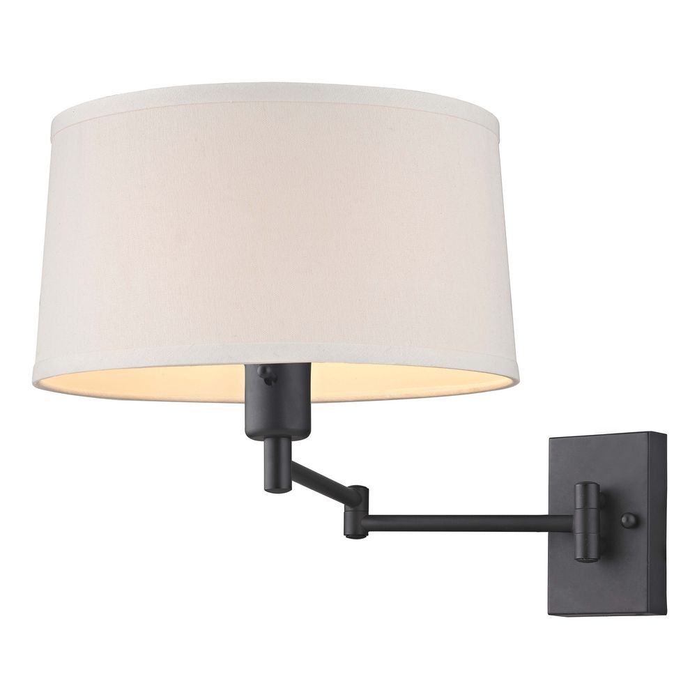 Bronze Swing Arm Wall Lamp with Cream Drum Shade 2293-46 Destination Lighting