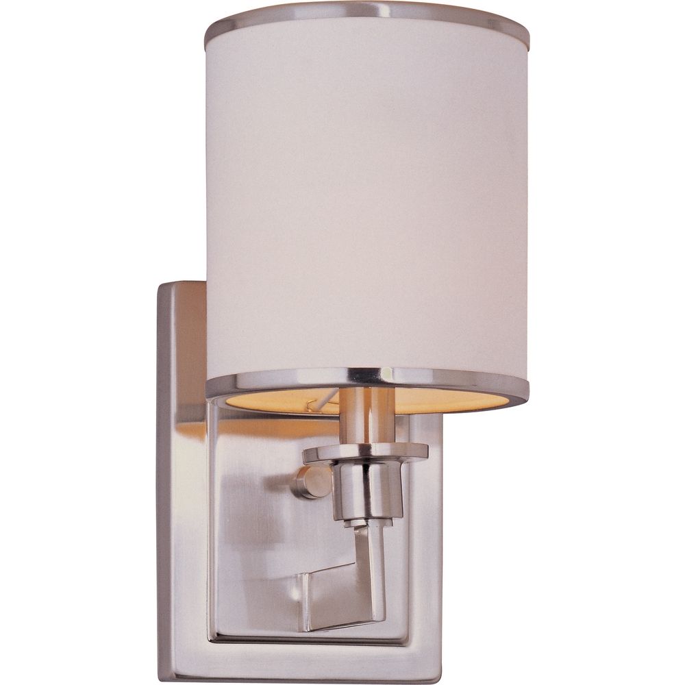 Satin Nickel Wall Sconce with White Shade 12059WTSN Destination Lighting