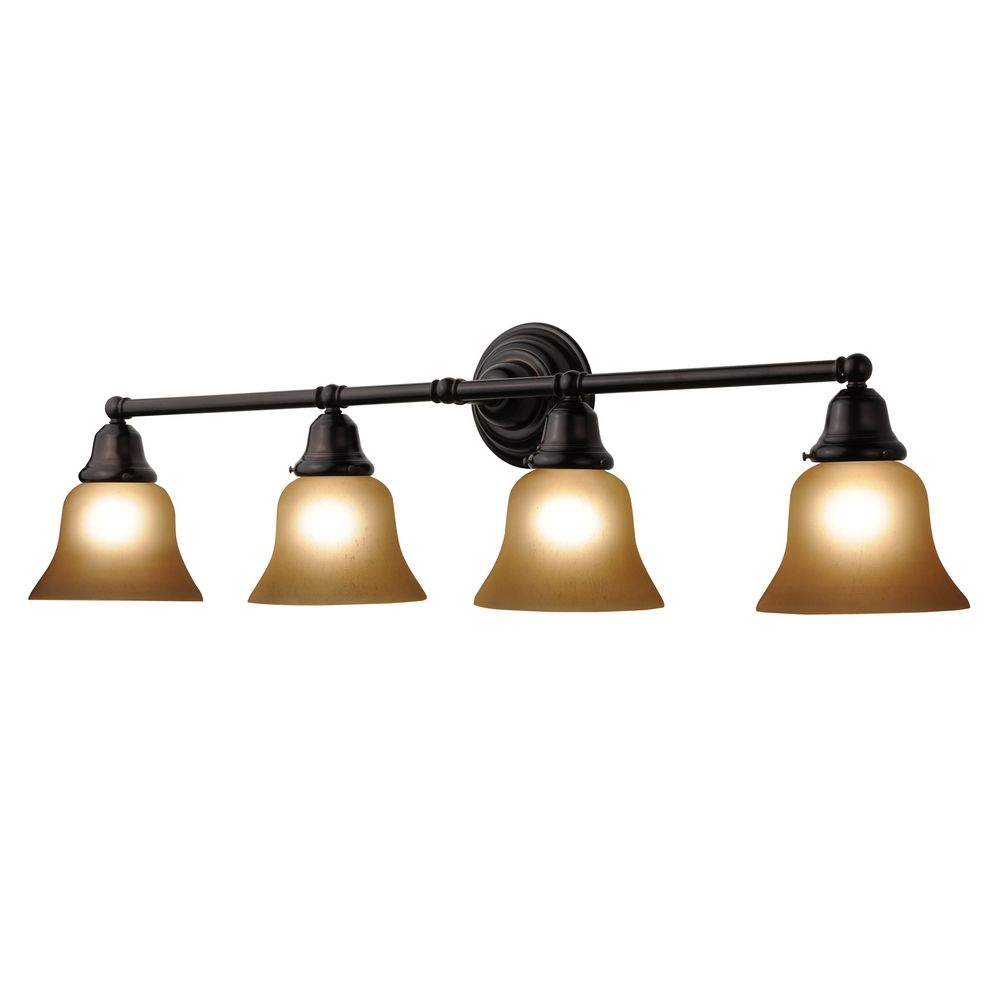 Four-Light Bathroom Vanity Light with Amber Bell Shades 674-30/G9999 KIT Destination Lighting