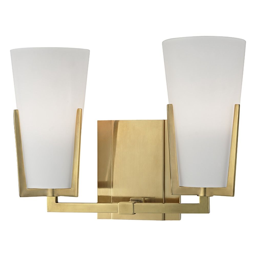 Upton 2 Light Bathroom Light Aged Brass 1802AGB Destination Lighting