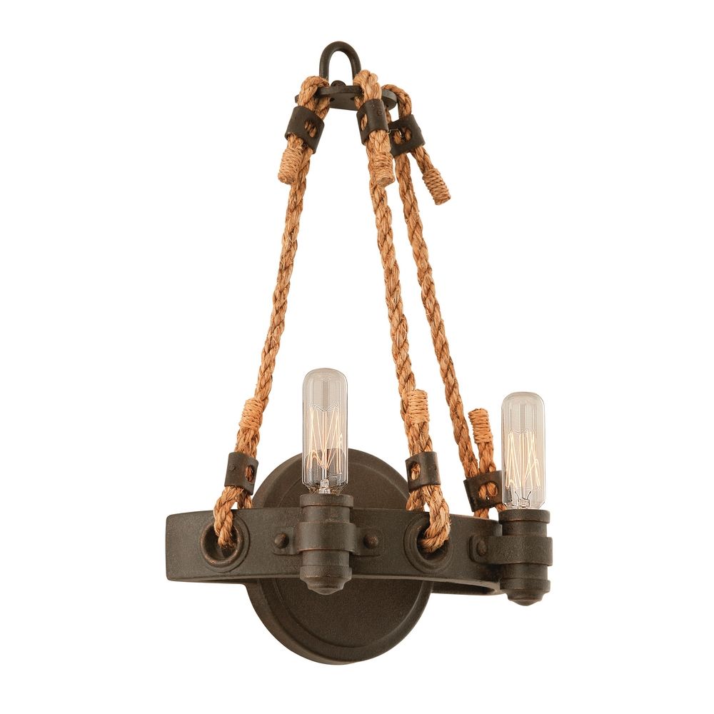 Nautical Wall Sconce with Rope Accents in Bronze Finish B3122 Destination Lighting