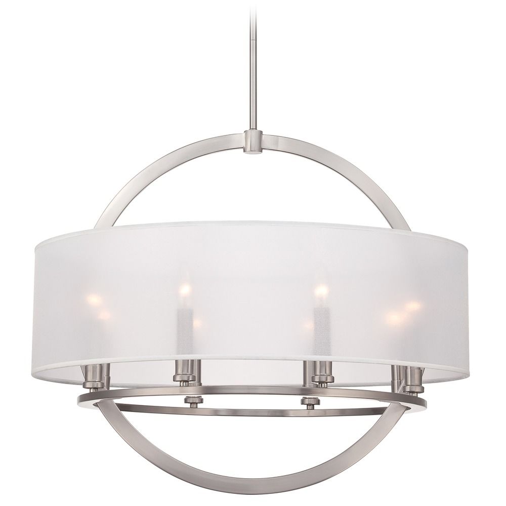 Brushed Nickel Drum Chandelier / Arabesque 24"W Brushed Nickel Drum