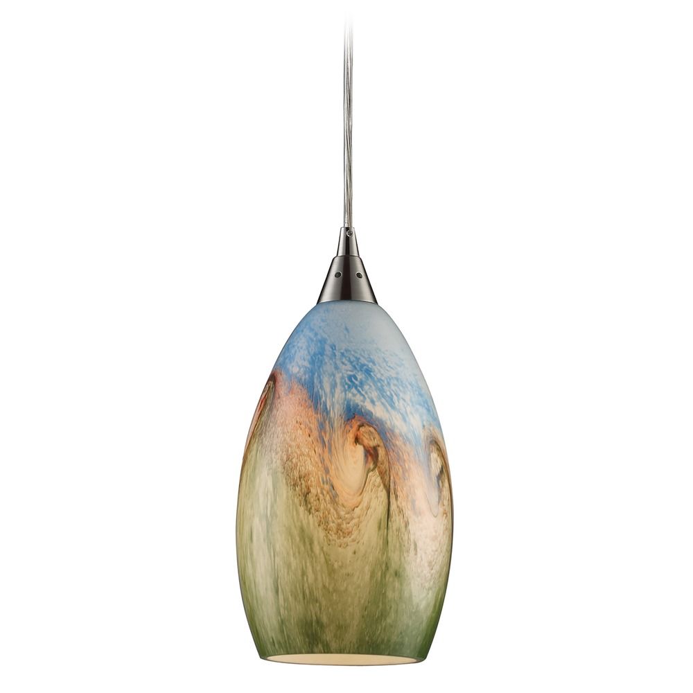 Elk Lighting Modern Mini-Pendant Light with Multi-Color Glass 10077/1