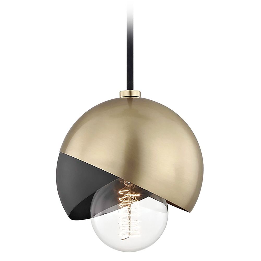MidCentury Modern MiniPendant Light Brass Mitzi Emma by Hudson Valley