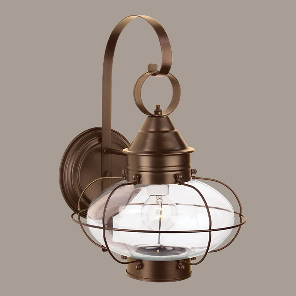 Norwell Lighting Cottage Onion Bronze Outdoor Wall Light 1324-BR-CL Destination Lighting