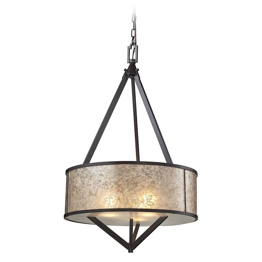 Elk Lighting Drum Pendant : Elk lighting mica oil rubbed bronze multi light pendant
