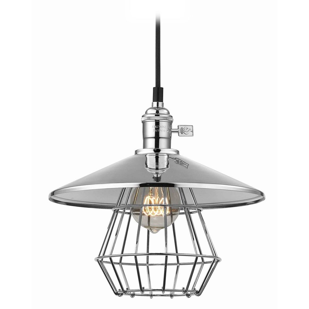 Vintage Hoyt Polished Chrome Cone Shade Mini-Pendant Light ...