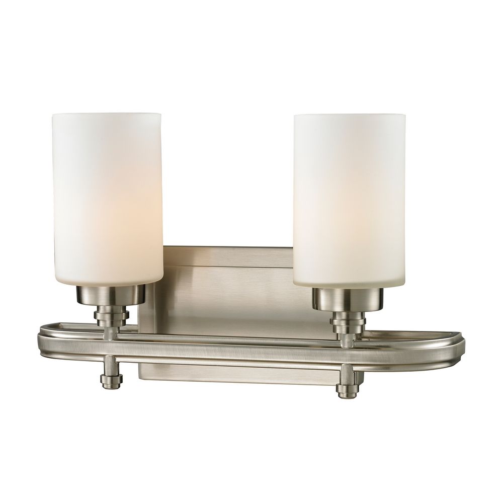Modern Bathroom Light with White Glass in Brushed Nickel Finish 11661/2 Destination Lighting