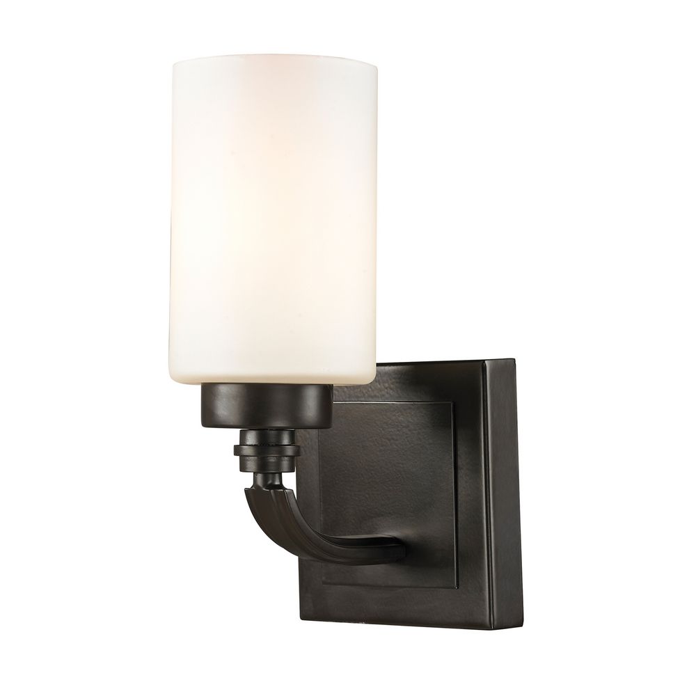 Modern LED Sconce Wall Light with White Glass in Oil Rubbed Bronze Finish 11670/1-LED ...