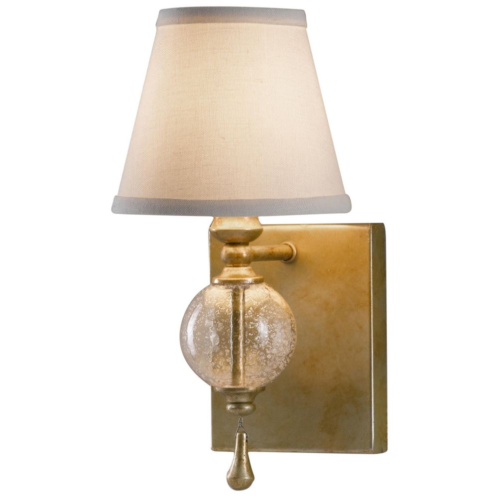 Sconce Wall Light with White Shade in Oxidized Silver Leaf Finish WB1487OSL Destination Lighting
