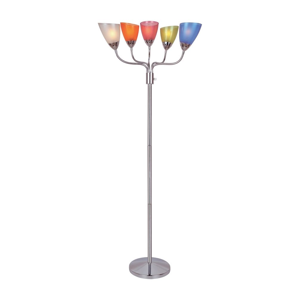 modern floor l with multi color shades in chrome finish ls 82116multi destination lighting modern floor l with multi color shades in chrome finish ls 82116multi destination lighting