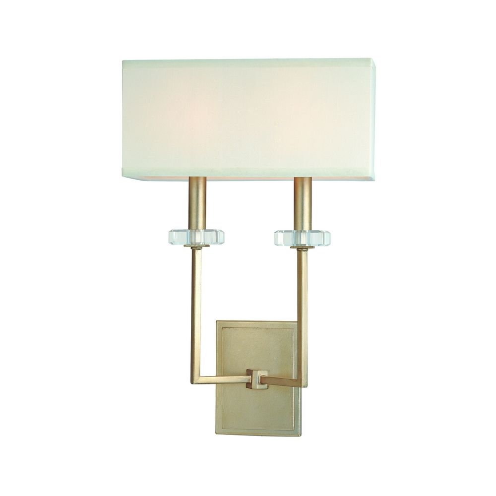 Sconce Wall Light with White Shades in Silver Leaf Finish B2442SL Destination Lighting