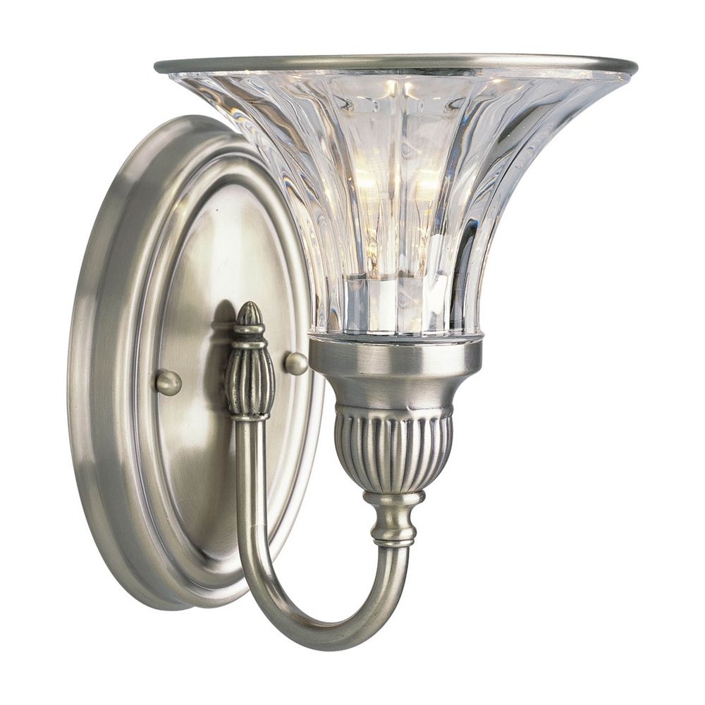 Progress Crystal Silver Sconce Wall Light with Clear Glass P2724-101 Destination Lighting