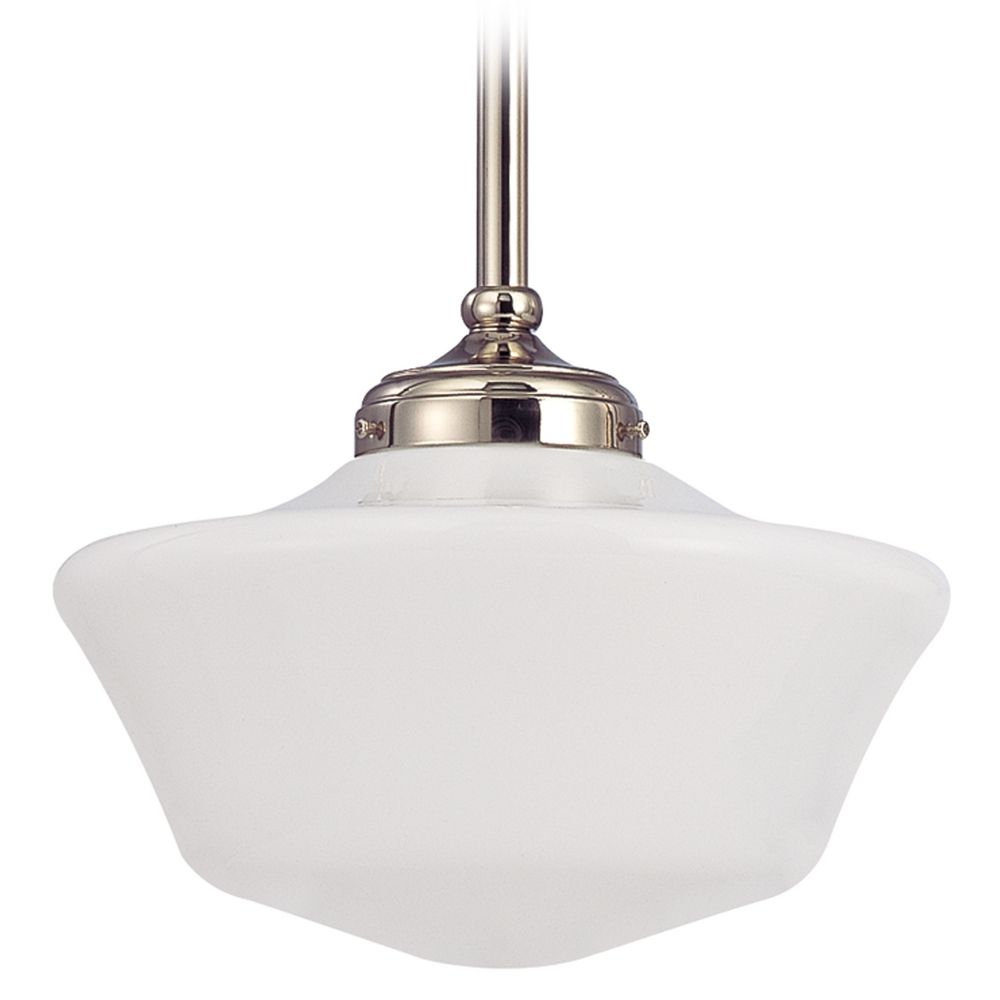 12Inch Vintage Style Schoolhouse Pendant Light in Polished Nickel