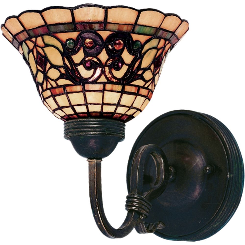 Sconce with Tiffany Glass in Vintage Antique Finish 361-VA Destination Lighting