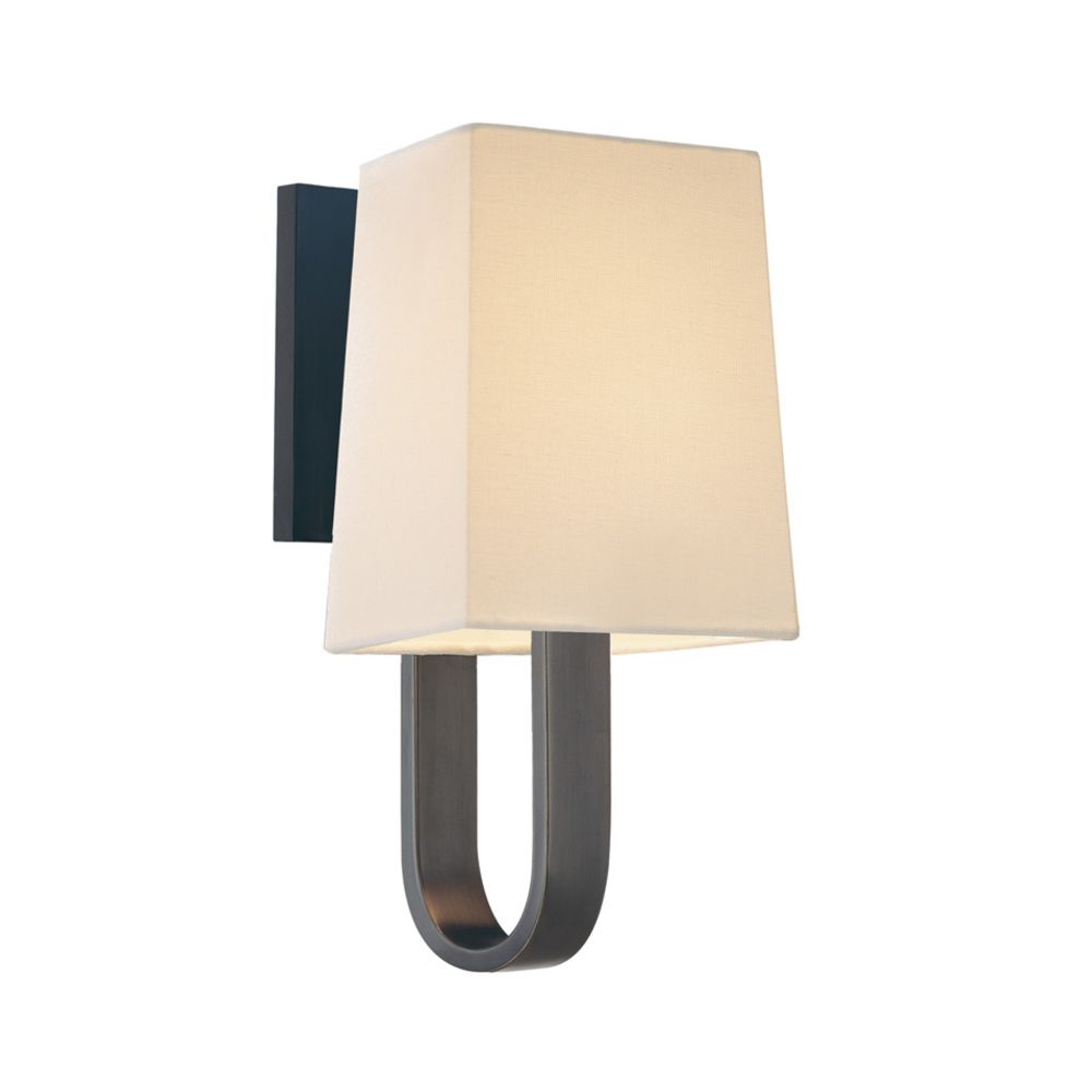 Sconce Wall Light with White Shade in Rubbed Bronze Finish 1821.24F Destination Lighting