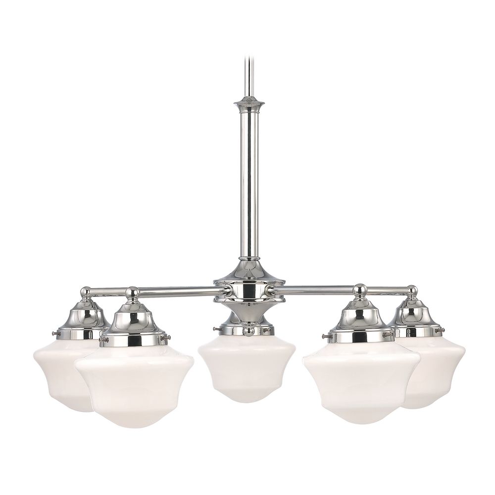 Schoolhouse Chandelier In Chrome Finish With Five Lights Ca5 26 Image