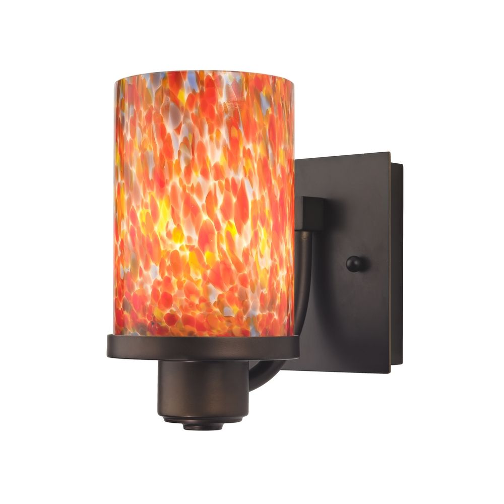 Bronze Wall Sconce with Multi-Colored Art Glass 589-220 GL1012C Destination Lighting