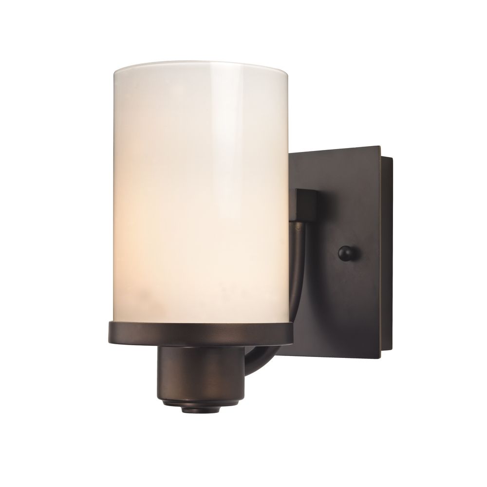 Modern Sconce Wall Light with White Glass in Neuvelle Bronze Finish 589-220 GL1024C ...
