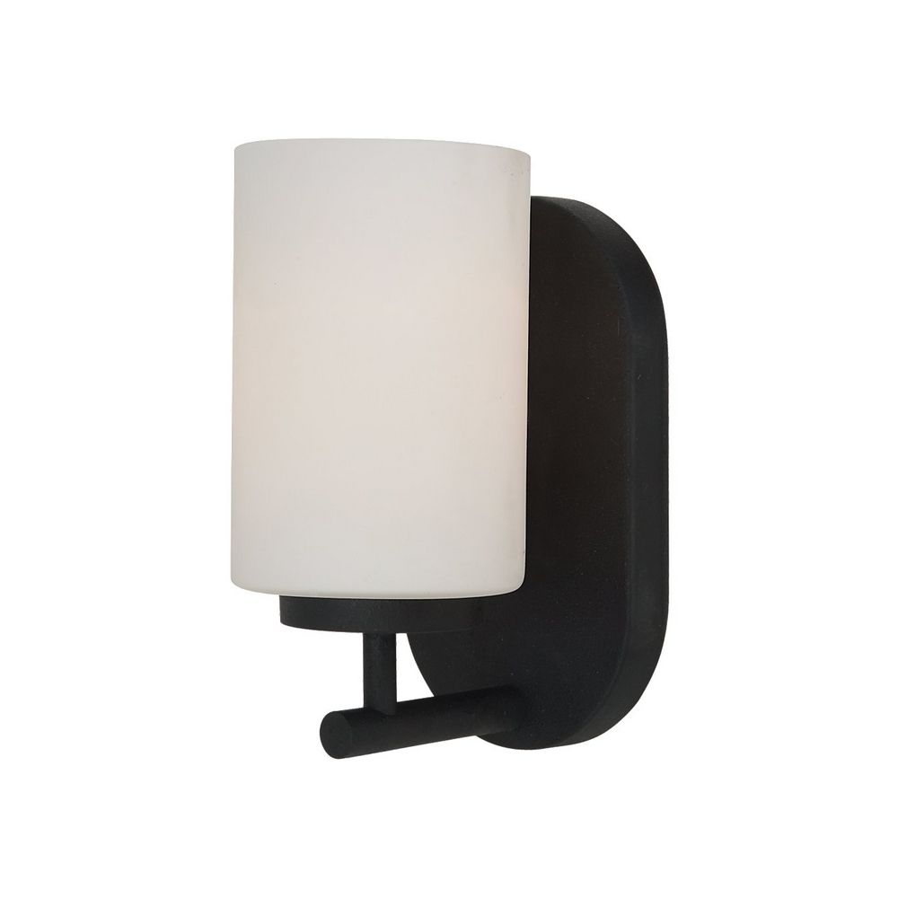 Modern Sconce Wall Light with White Glass in Blacksmith Finish 41160-839 Destination Lighting