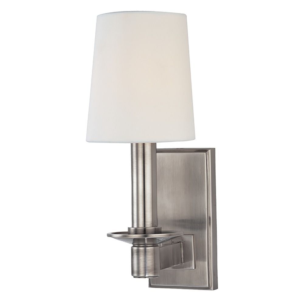 Sconce Wall Light with White Shade in Historic Nickel Finish 151-HN Destination Lighting