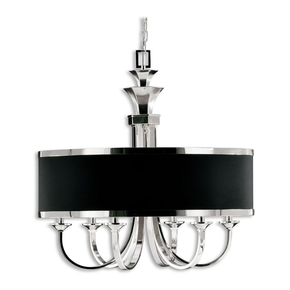 Modern Chandelier With Black Shade In Silver Plated Finish 21130 Uttermost Lighting Modern Chandelier With Black Shade In Silver Plated Finish 21130 Hover Or To Zoom