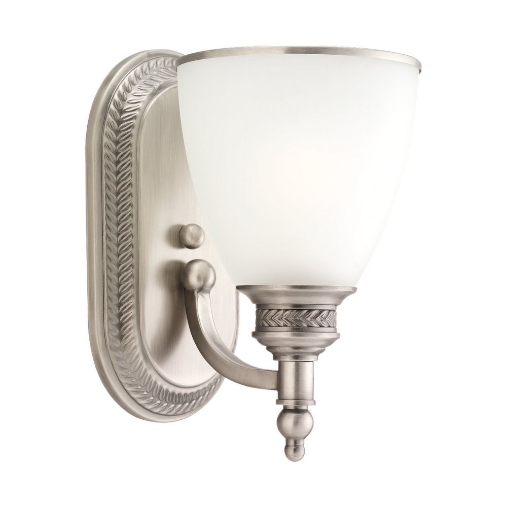 Sconce Wall Light with White Glass in Antique Brushed Nickel Finish 41350-965 Destination ...