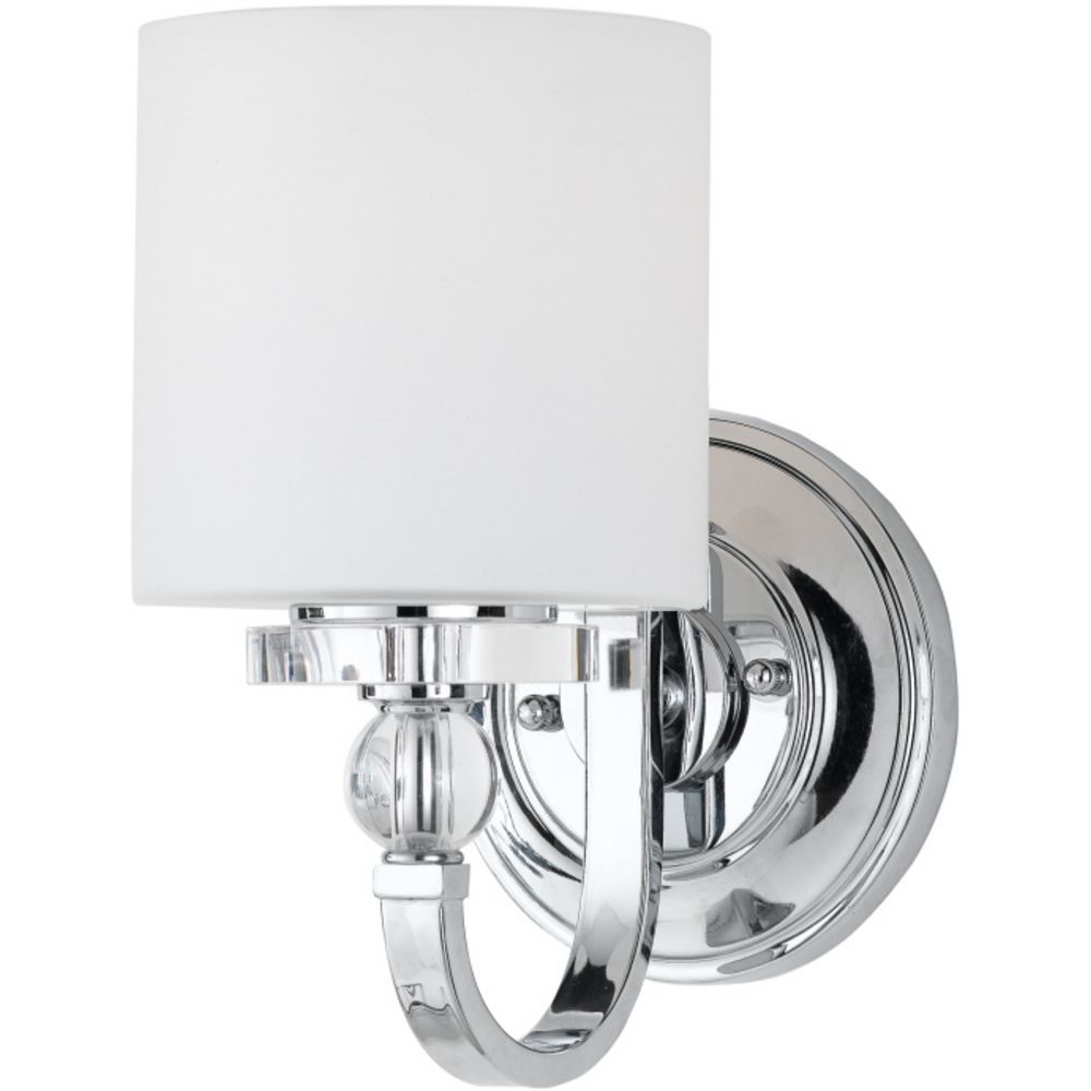 Modern Sconce Wall Light with White Glass in Polished Chrome Finish DW8701C Destination Lighting