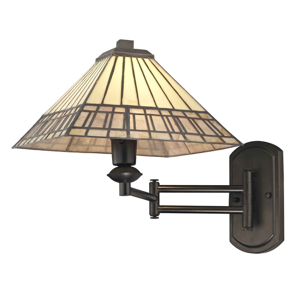 Mission Tiffany Bronze Adjustable Swing Arm Wall Sconce 1706 TB Destination Lighting