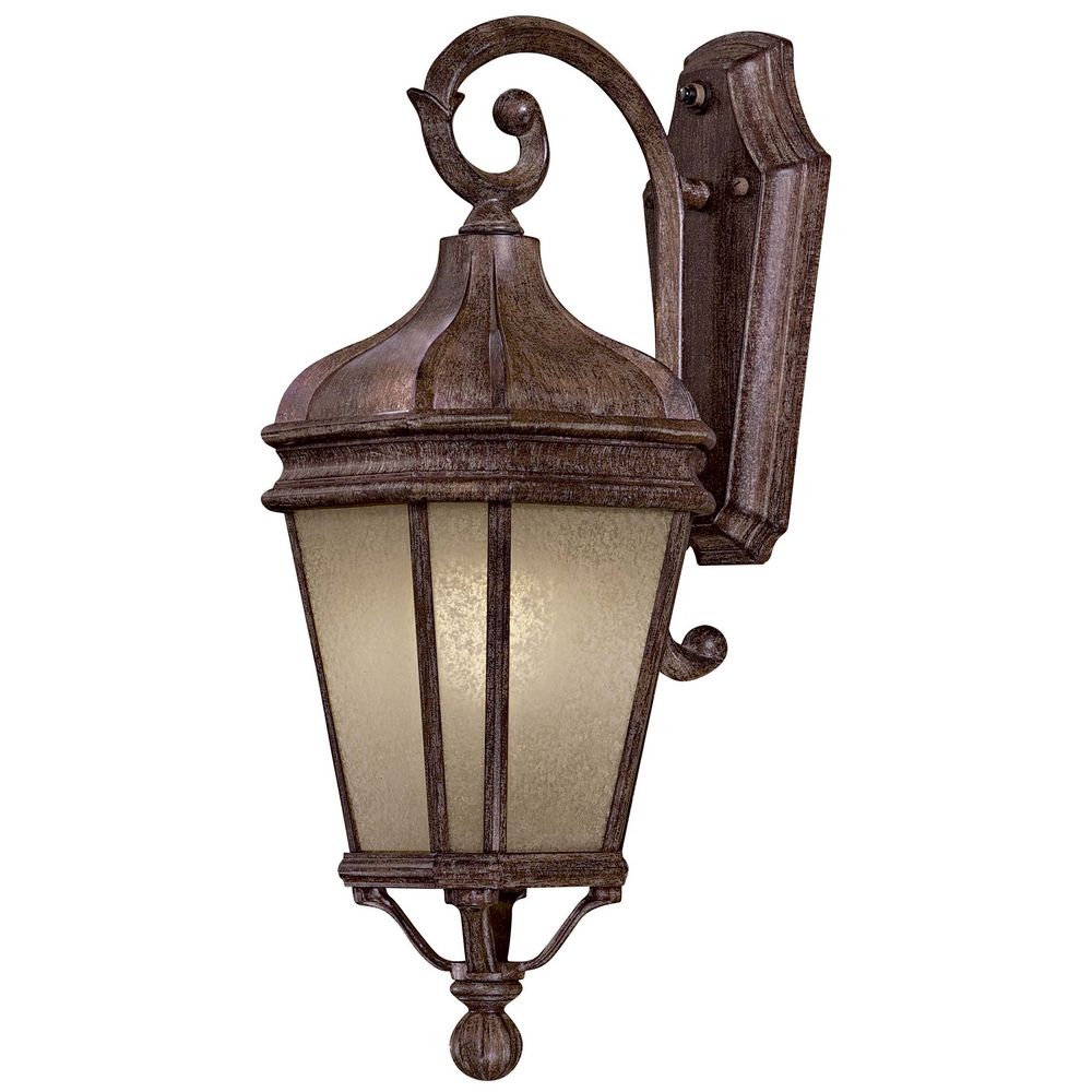 Outdoor Wall Light with Beige / Cream Glass in Vintage Rust Finish 8691-1-61-PL Destination ...