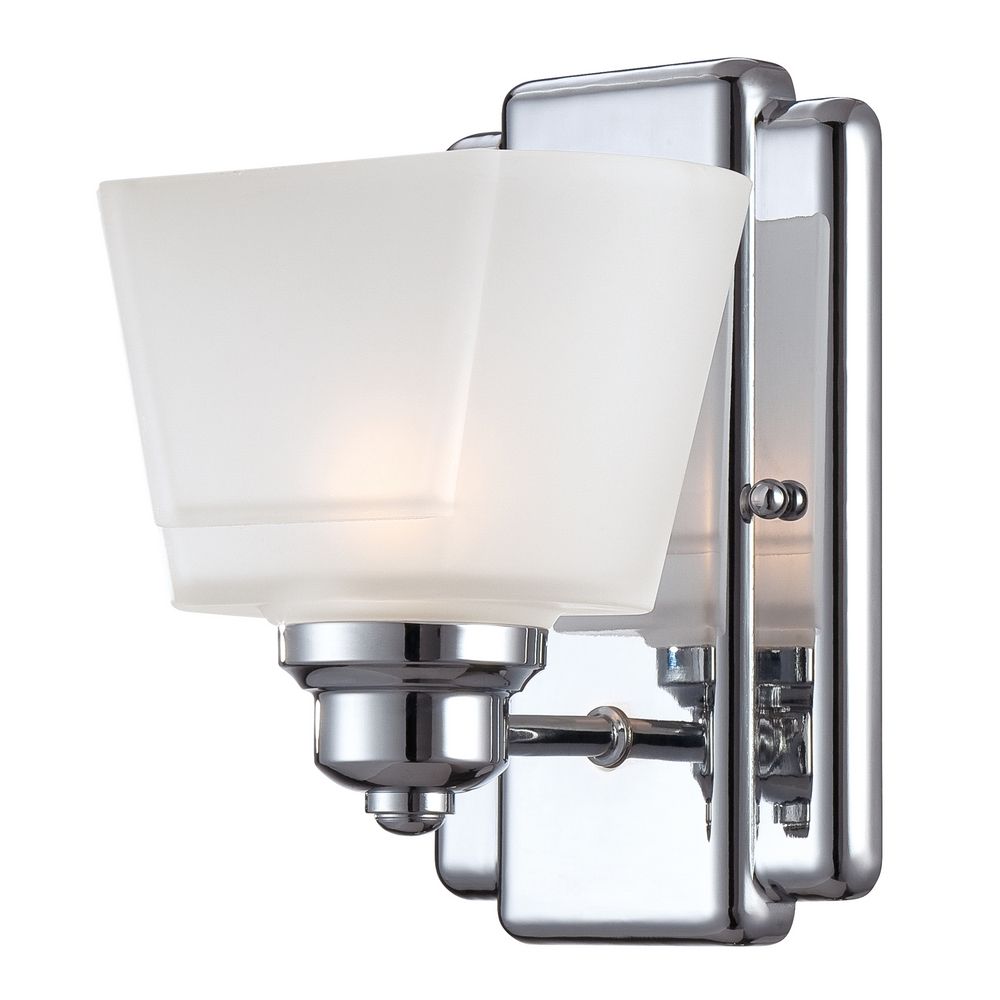 Modern Sconce Wall Light with White Glass in Chrome Finish 6671-CH Destination Lighting