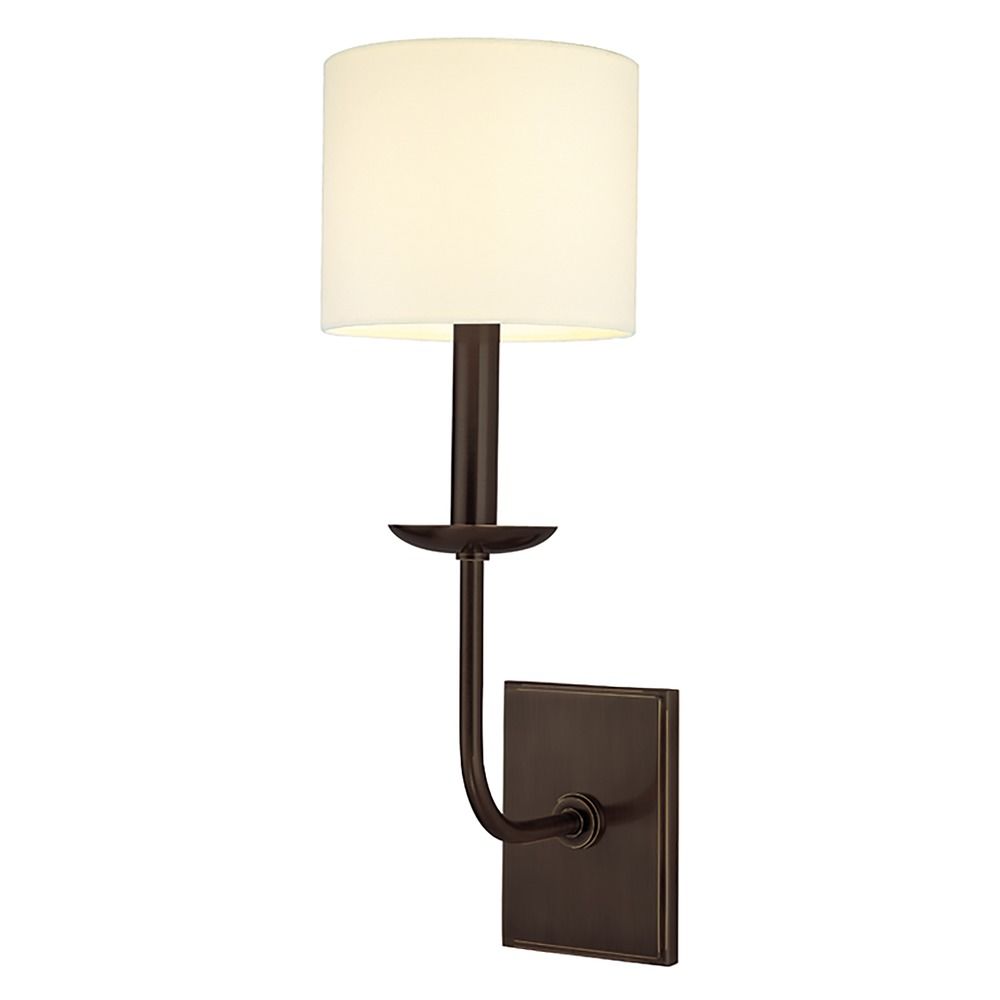 Sconce Wall Light with White Shade in Old Bronze Finish 1711-OB Destination Lighting