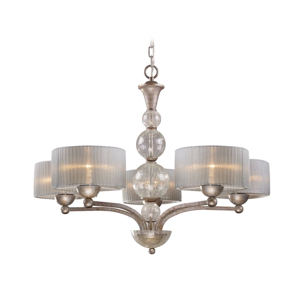Modern Chandelier With Silver Shade In Antique Finish Elk Lighting Modern Chandelier With Silver Shade In Antique Finish 20009 5 Hover Or To Zoom
