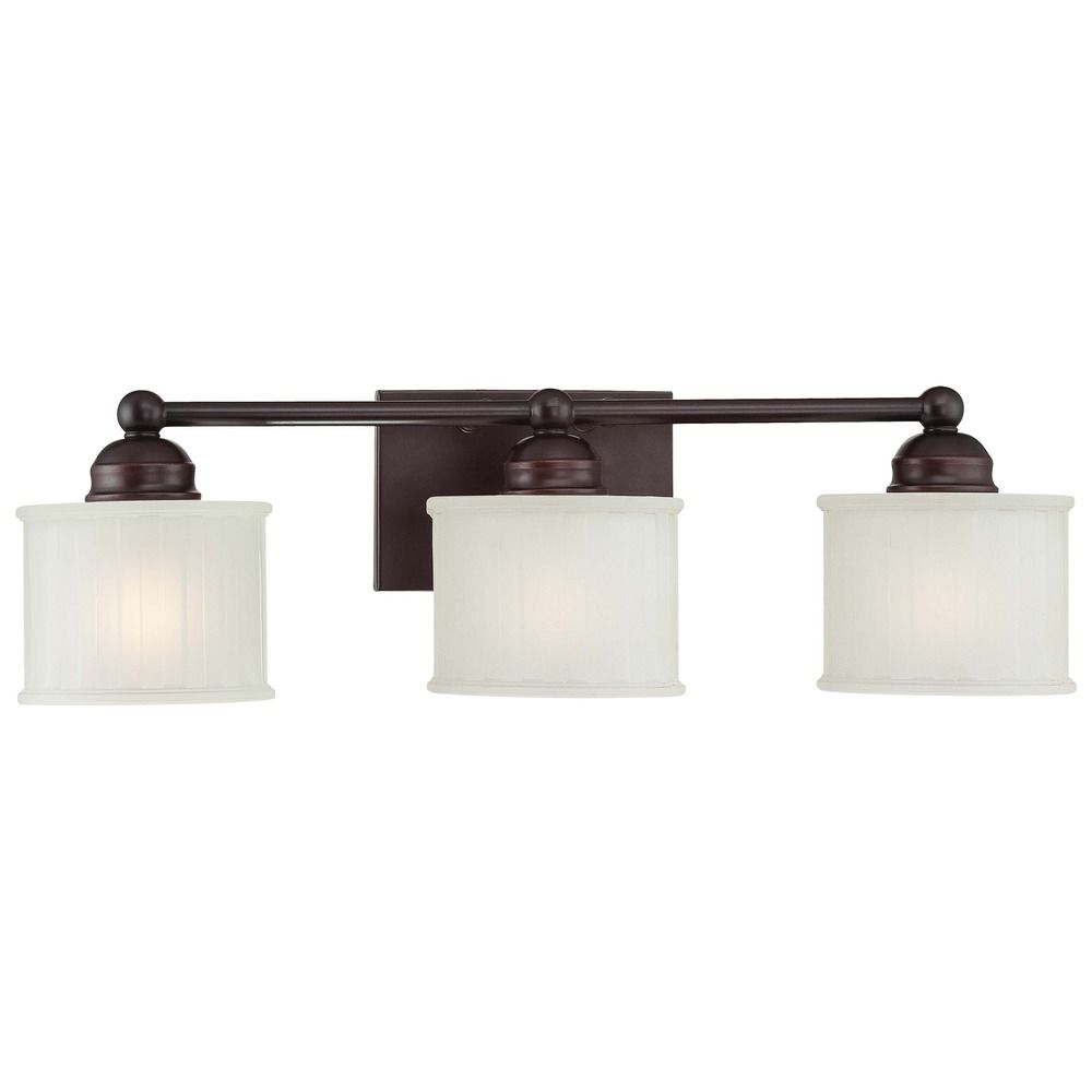 Modern Bathroom Light with White Glass in Lathan Bronze Finish 6733-167 Destination Lighting