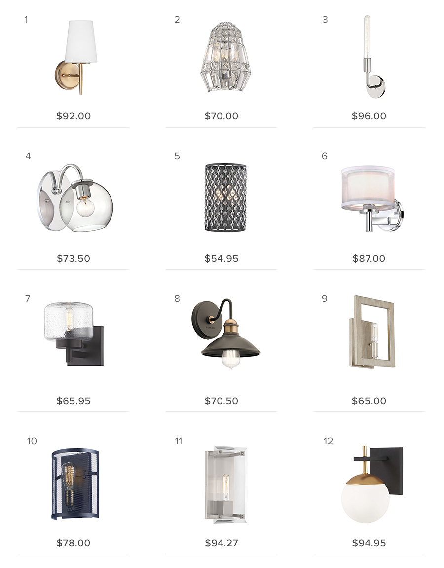 wall lights under $100 sconces