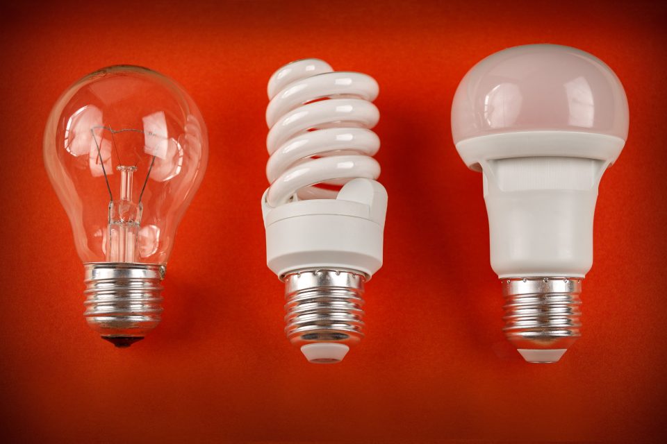 Three different light bulbs to showcase the light bulb guide