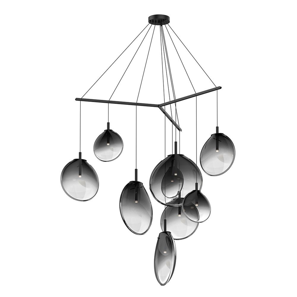 Mid-Century Modern LED Multi-Light Pendant Black Cantina by Sonneman Lighting