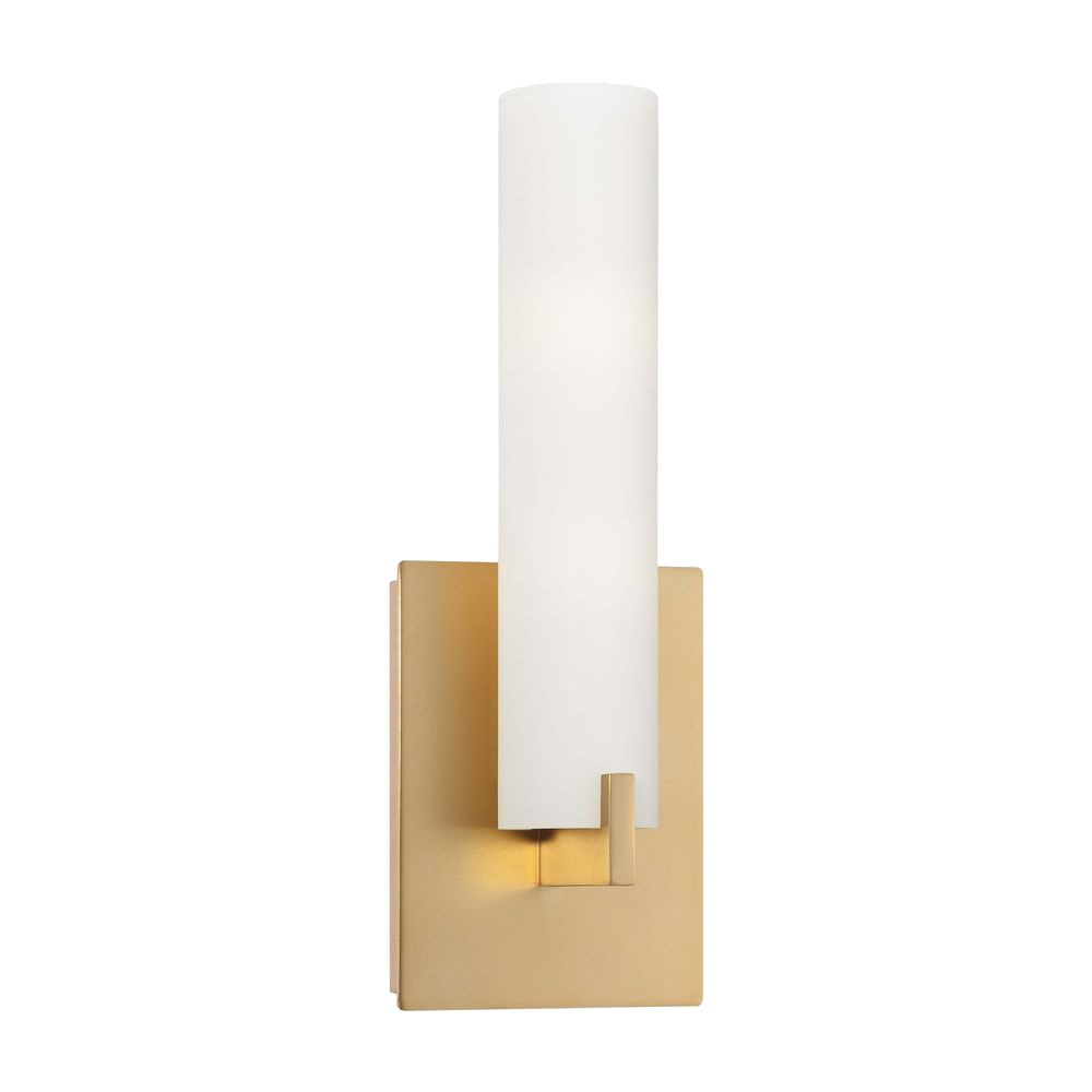 Modern Sconce Wall Light with White Glass in Honey Gold Finish