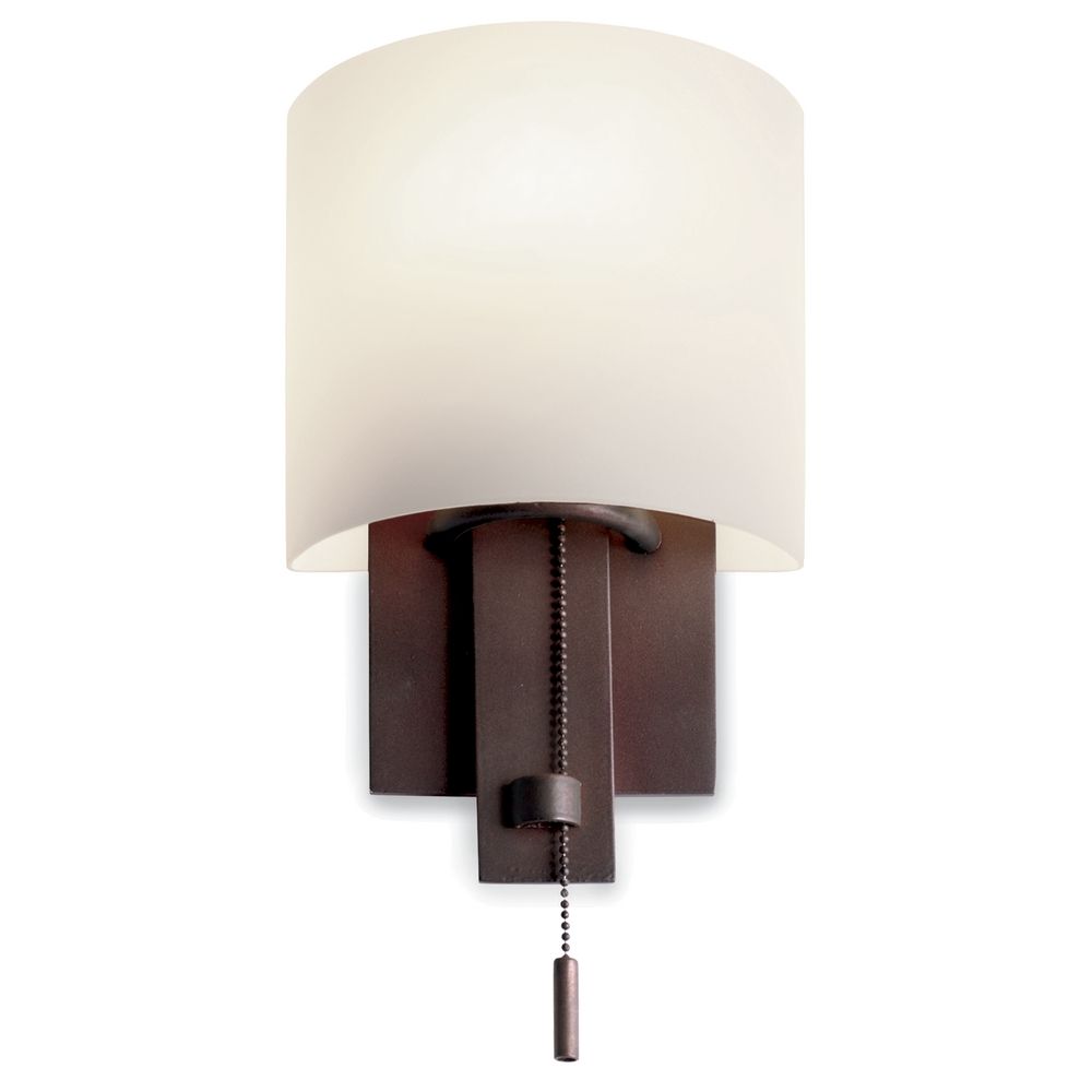 Bronze Wall Sconce with Satin Nickel Pull-Chain By: Kalco Lighting