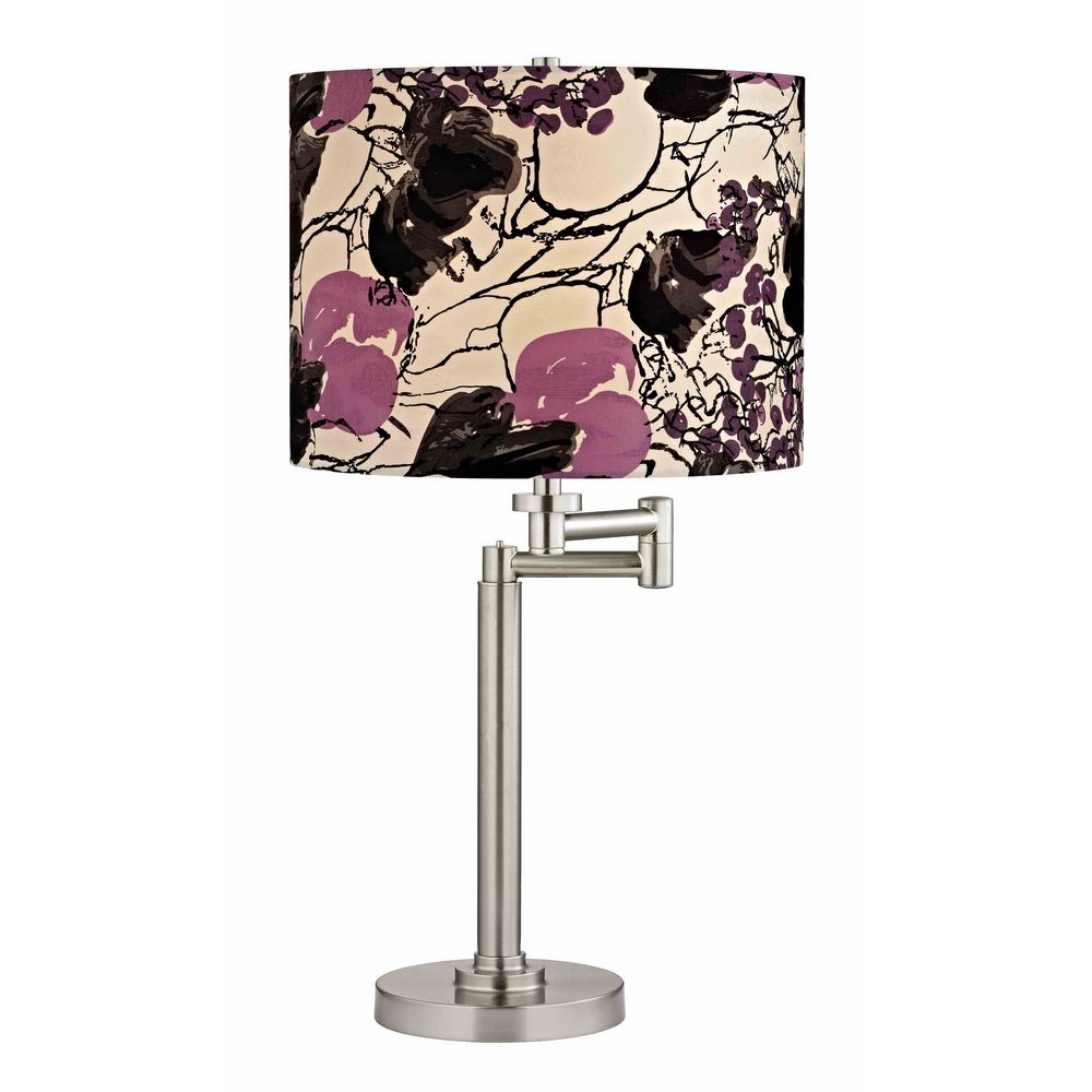 Swing Arm Table Lamp with Floral Print Lamp Shade By: Design Classics Lighting 