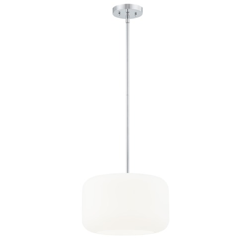 Fest Chrome Mini-Pendant Light with Large Satin White Drum Glass by Design Classics Lighting