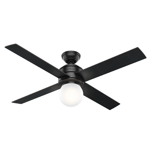 Hunter 52-Inch Matte Black LED Ceiling Fan with Light and Wall Control by Hunter Fan Company