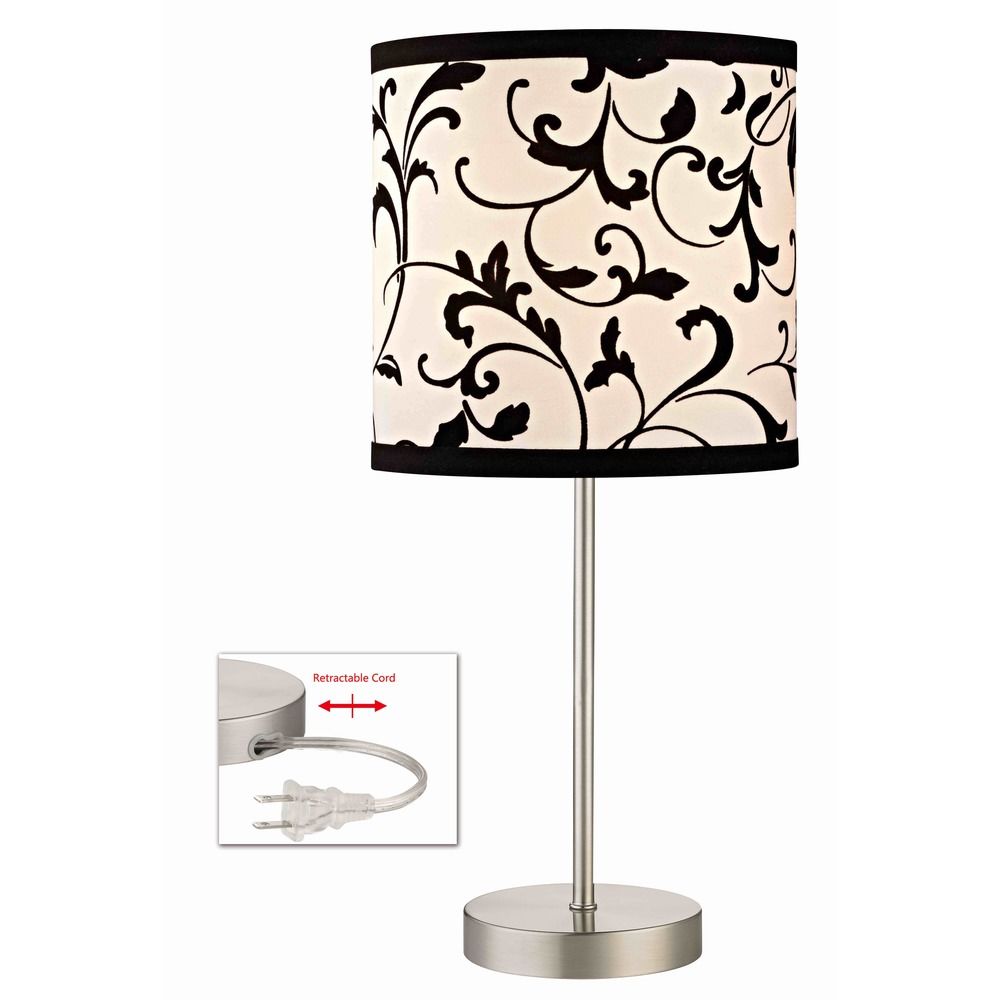 Table Lamp with Black & White Filigree Drum Shade By: Design Classics Lighting 