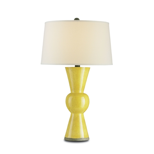 Mid-Century Modern Table Lamp Yellow Upbeat by Currey and Company Lighting